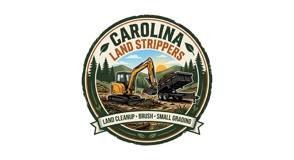 Carolina Land Strippers mini excavator and dump trailer logo